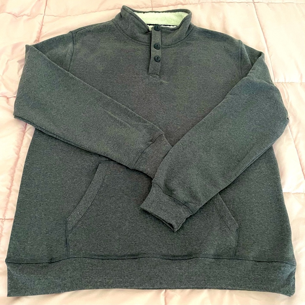 Young USA men’s gray sherpa lined collar 1/4 zip pullover sweatshirt sweater 2X